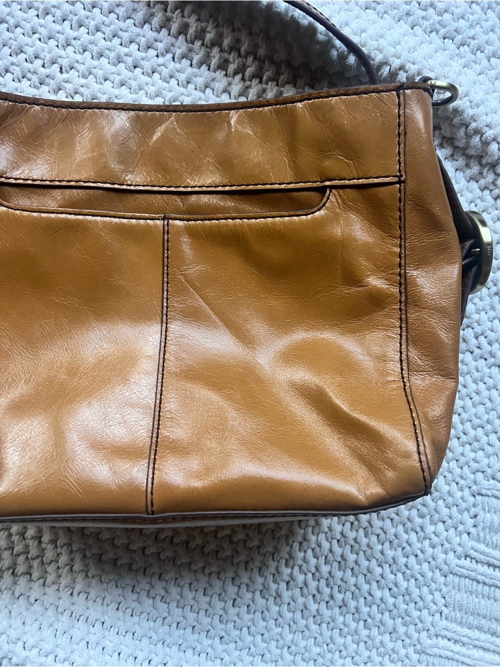 HOBO Render Leather Crossbody Shoulder Bag Cognac Tan Brown Convertible Classic - Picture 9 of 10
